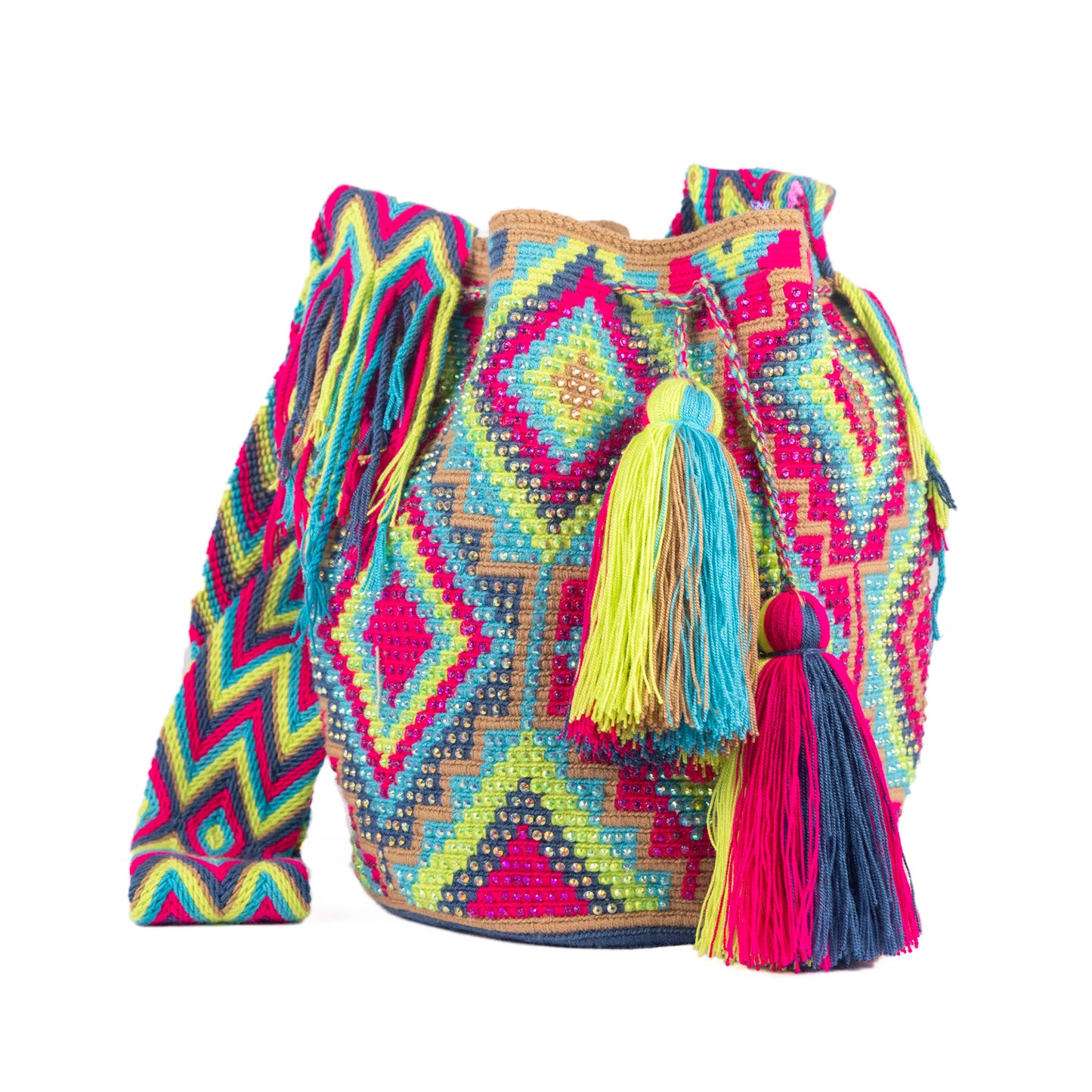 MULTICOLOR GEOMETRIC & BEADED STATEMENT PURSE