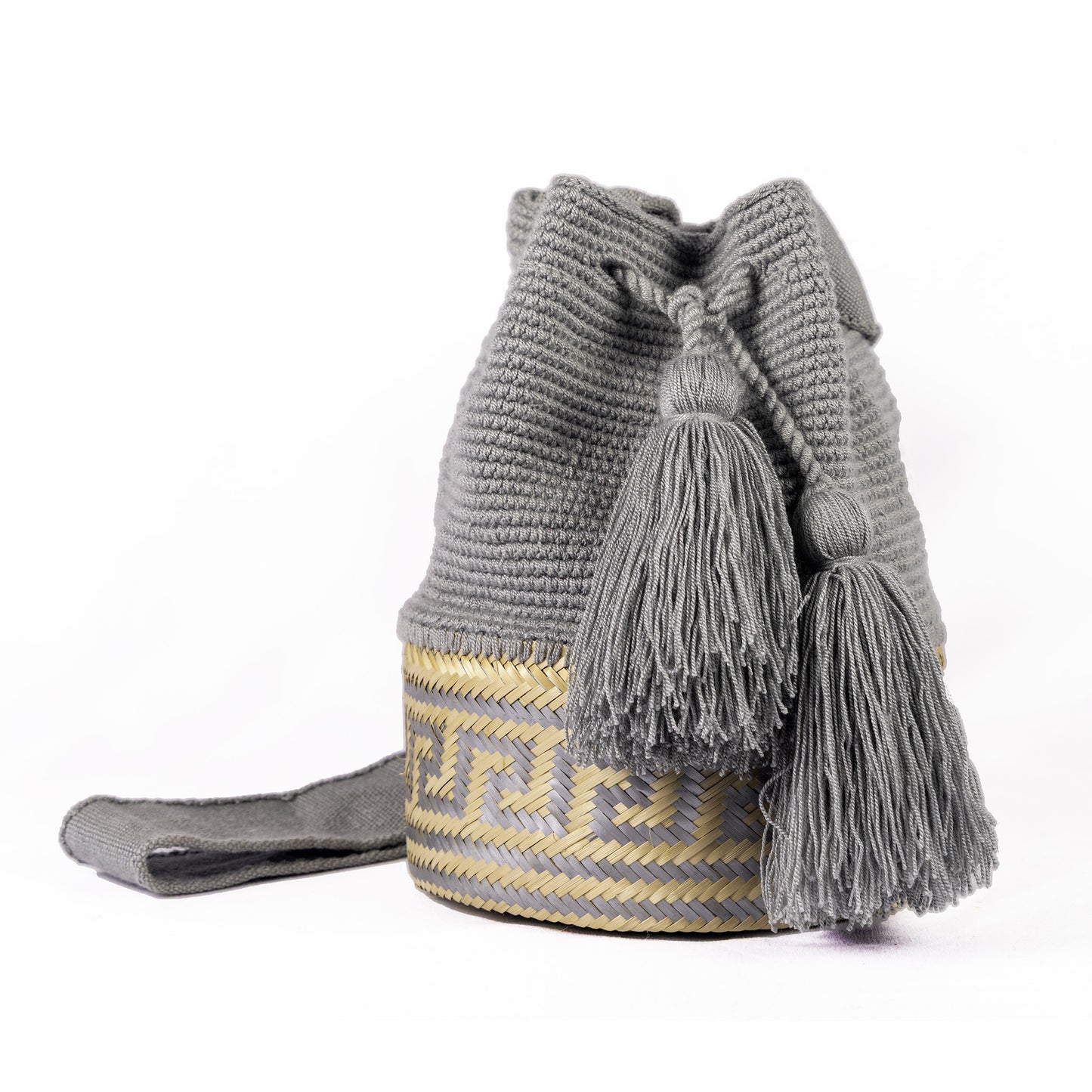 GREY & TAUPE WOVEN BOHO PURSE