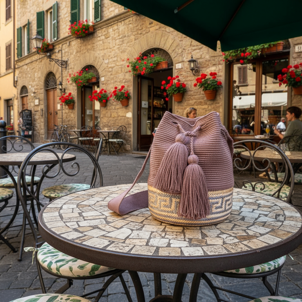 MAUVE & TAUPE WOVEN BOHO PURSE