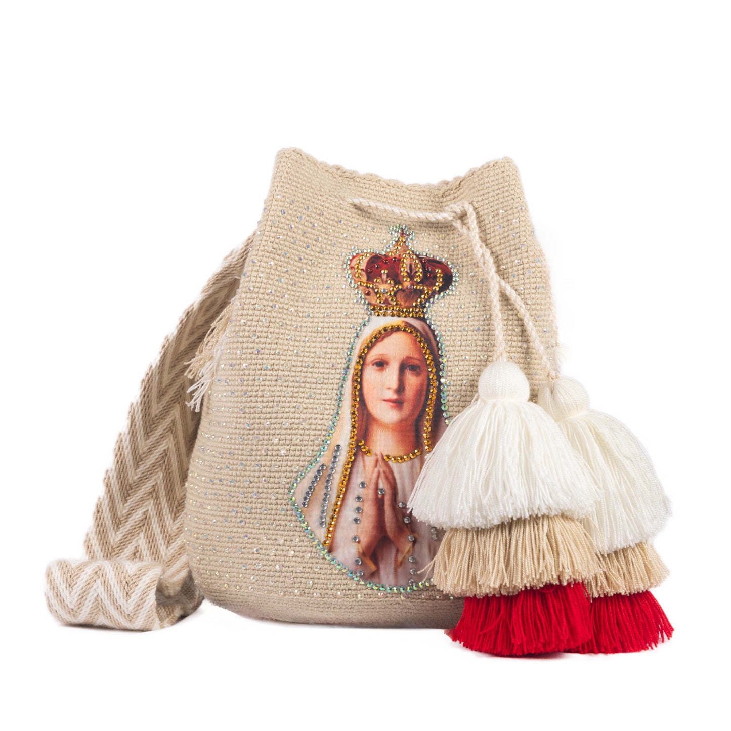VIRGIN MARY EMBELLISHED BOHO PURSE