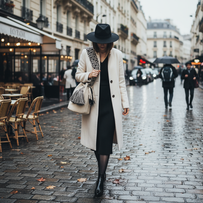 BEIGE & BLACK BOHO ARTISAN PURSE