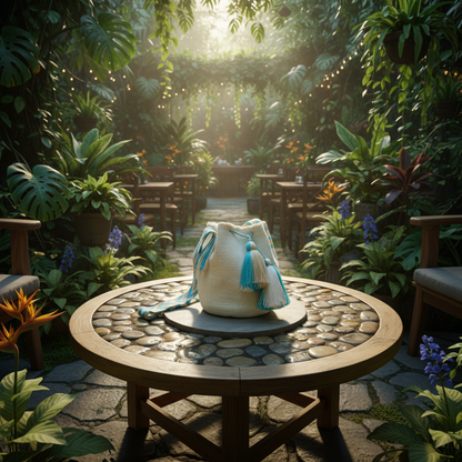 IVORY & TURQUOISE BOHO ARTISAN PURSE