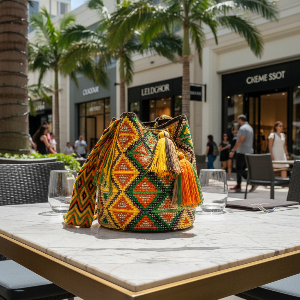 GREEN AND ORANGE BOHO ARTISAN PURSE