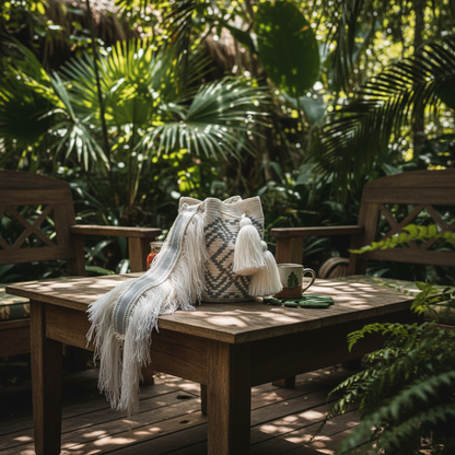 IVORY & GREY GEOMETRIC BOHO ARTISAN PURSE