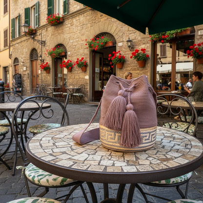 MAUVE & TAUPE WOVEN BOHO PURSE