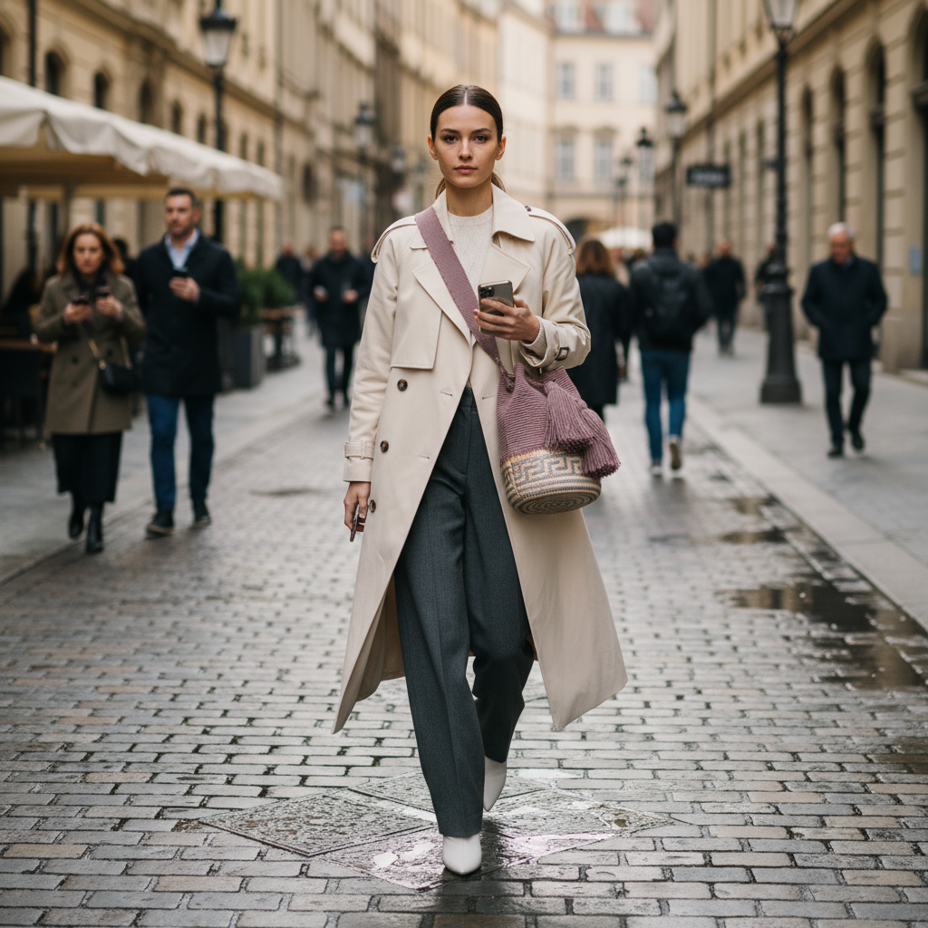 MAUVE & TAUPE WOVEN BOHO PURSE