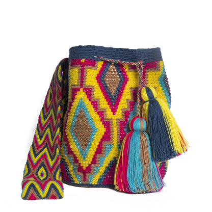 MULTICOLOR GEOMETRIC & BEADED STATEMENT PURSE