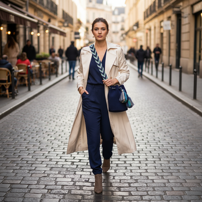 NAVY & AQUA CHEVRON BOHO PURSE
