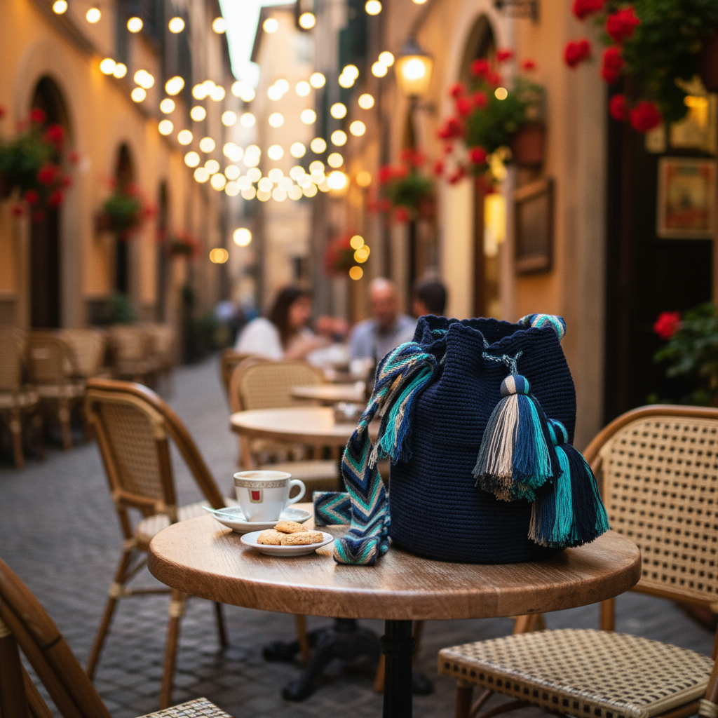 NAVY & AQUA CHEVRON BOHO PURSE
