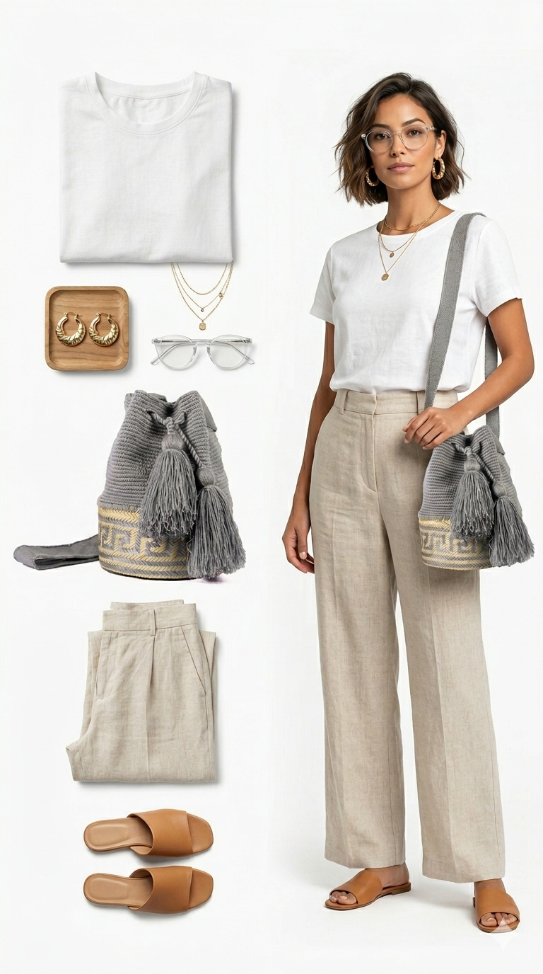 GREY & TAUPE WOVEN BOHO PURSE