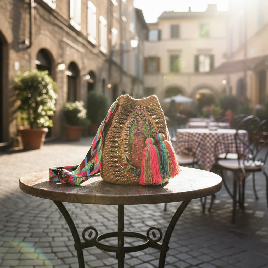 VIRGEN DE GUADALUPE EMBELLISHED BOHO ARTISAN PURSE