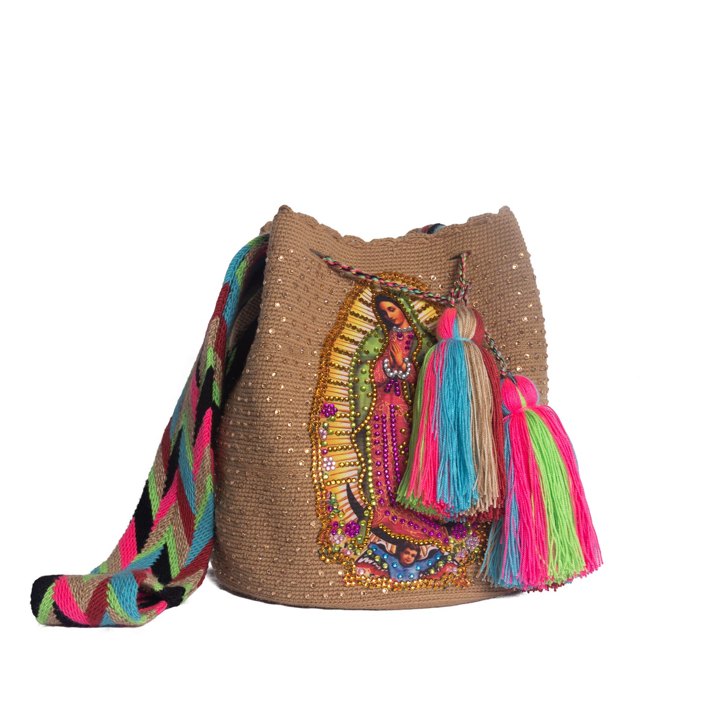 VIRGEN DE GUADALUPE EMBELLISHED BOHO ARTISAN PURSE