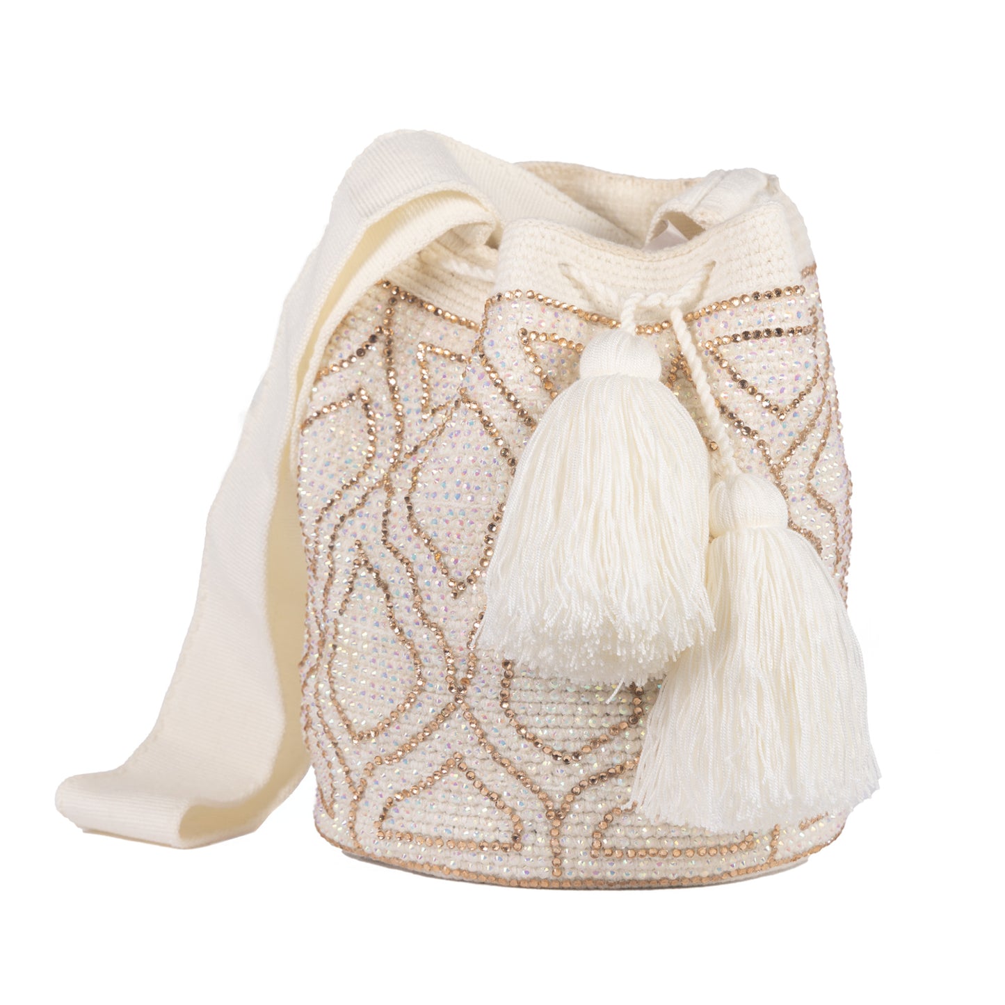 IVORY BEADED BOHO ARTISAN PURSE