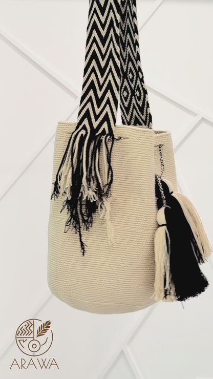 BEIGE & BLACK BOHO ARTISAN PURSE